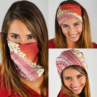 Tahiti Plumeria Tribal Pattern Neck Gaiter Wave Style Red LT05 - Polynesian Pride