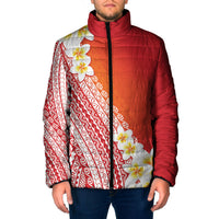 Tahiti Plumeria Tribal Pattern Padded Jacket Wave Style Red LT05 Men Red - Polynesian Pride