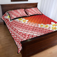 Tahiti Plumeria Tribal Pattern Quilt Bed Set Wave Style Red LT05 - Polynesian Pride