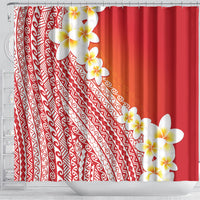 Tahiti Plumeria Tribal Pattern Shower Curtain Wave Style Red LT05 - Polynesian Pride