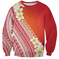 Tahiti Plumeria Tribal Pattern Sweatshirt Wave Style Red LT05 Unisex Red - Polynesian Pride