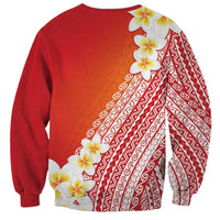 Tahiti Plumeria Tribal Pattern Sweatshirt Wave Style Red LT05 - Polynesian Pride