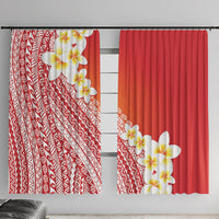 Tahiti Plumeria Tribal Pattern Window Curtain Wave Style Red LT05 With Hooks Red - Polynesian Pride