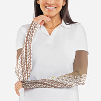 Tahiti Plumeria Tribal Pattern Arm Sleeves Wave Style Brown LT05 - Polynesian Pride