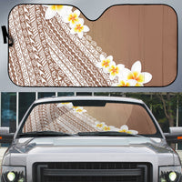 Tahiti Plumeria Tribal Pattern Auto Sun Shade Wave Style Brown LT05 Brown - Polynesian Pride