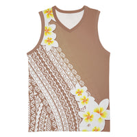 Tahiti Plumeria Tribal Pattern Basketball Jersey Wave Style Brown LT05 Unisex Brown - Polynesian Pride