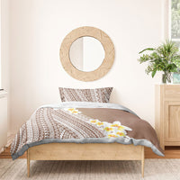 Tahiti Plumeria Tribal Pattern Bedding Set Wave Style Brown LT05 - Polynesian Pride