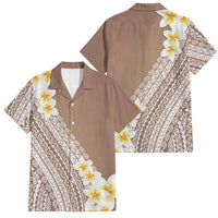Tahiti Plumeria Tribal Pattern Family Matching Tank Maxi Dress and Hawaiian Shirt Wave Style Brown LT05 Dad's Shirt - Short Sleeve Brown - Polynesian Pride