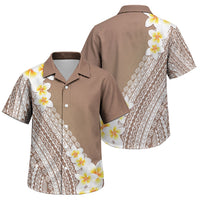 Tahiti Plumeria Tribal Pattern Family Matching Tank Maxi Dress and Hawaiian Shirt Wave Style Brown LT05 Son's Shirt Brown - Polynesian Pride
