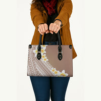 Tahiti Plumeria Tribal Pattern Leather Bag Wave Style Brown LT05 - Polynesian Pride