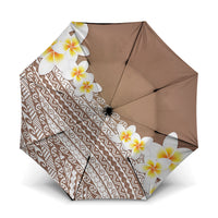 Tahiti Plumeria Tribal Pattern Umbrella Wave Style Brown