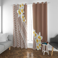 Tahiti Plumeria Tribal Pattern Window Curtain Wave Style Brown LT05 With Grommets Brown - Polynesian Pride