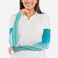 Tahiti Plumeria Tribal Pattern Arm Sleeves Wave Style Turquoise LT05 - Polynesian Pride