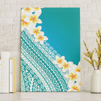 Tahiti Plumeria Tribal Pattern Canvas Wall Art Wave Style Turquoise LT05 Without Frame Turquoise - Polynesian Pride