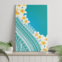 Tahiti Plumeria Tribal Pattern Canvas Wall Art Wave Style Turquoise LT05 - Polynesian Pride