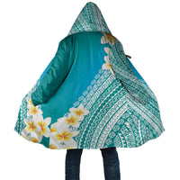 Tahiti Plumeria Tribal Pattern Cloak Wave Style Turquoise LT05 Unisex Turquoise - Polynesian Pride