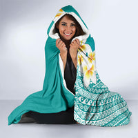 Tahiti Plumeria Tribal Pattern Hooded Blanket Wave Style Turquoise LT05 - Polynesian Pride
