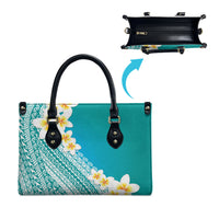 Tahiti Plumeria Tribal Pattern Leather Bag Wave Style Turquoise LT05 - Polynesian Pride