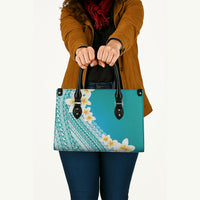Tahiti Plumeria Tribal Pattern Leather Bag Wave Style Turquoise LT05 - Polynesian Pride