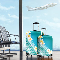 Tahiti Plumeria Tribal Pattern Luggage Cover Wave Style Turquoise LT05 - Polynesian Pride