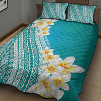 Tahiti Plumeria Tribal Pattern Quilt Bed Set Wave Style Turquoise LT05 - Polynesian Pride