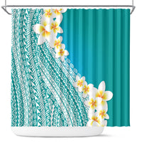 Tahiti Plumeria Tribal Pattern Shower Curtain Wave Style Turquoise LT05 Turquoise - Polynesian Pride
