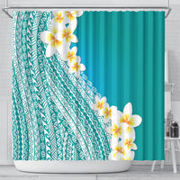 Tahiti Plumeria Tribal Pattern Shower Curtain Wave Style Turquoise LT05 - Polynesian Pride