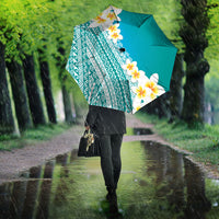Tahiti Plumeria Tribal Pattern Umbrella Wave Style Turquoise