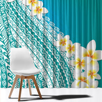 Tahiti Plumeria Tribal Pattern Window Curtain Wave Style Turquoise LT05 - Polynesian Pride