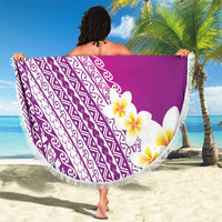 Tahiti Plumeria Tribal Pattern Beach Blanket Wave Style Purple LT05 - Polynesian Pride