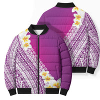 Tahiti Plumeria Tribal Pattern Bomber Puffer Jacket Wave Style Purple LT05 - Polynesian Pride