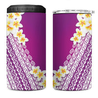 Tahiti Plumeria Tribal Pattern 4 in 1 Can Cooler Tumbler Wave Style Purple LT05 One Size: 16 oz Purple - Polynesian Pride