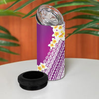 Tahiti Plumeria Tribal Pattern 4 in 1 Can Cooler Tumbler Wave Style Purple LT05 - Polynesian Pride