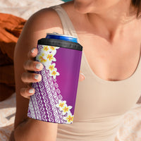 Tahiti Plumeria Tribal Pattern 4 in 1 Can Cooler Tumbler Wave Style Purple LT05 - Polynesian Pride