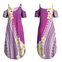 Tahiti Plumeria Tribal Pattern Couples Matching Summer Maxi Dress and Long Sleeve Button Shirt Wave Style Purple LT05 - Polynesian Pride