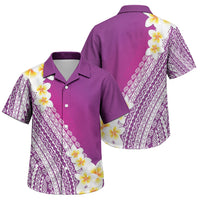 Tahiti Plumeria Tribal Pattern Family Matching Short Sleeve Bodycon Dress and Hawaiian Shirt Wave Style Purple LT05 Son's Shirt Purple - Polynesian Pride
