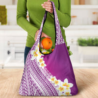 Tahiti Plumeria Tribal Pattern Grocery Bag Wave Style Purple LT05 - Polynesian Pride