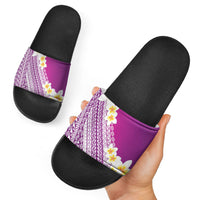 Tahiti Plumeria Tribal Pattern Slide Sandals Wave Style Purple LT05 - Polynesian Pride
