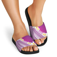 Tahiti Plumeria Tribal Pattern Slide Sandals Wave Style Purple LT05 - Polynesian Pride