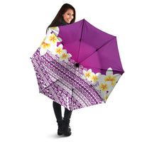 Tahiti Plumeria Tribal Pattern Umbrella Wave Style Purple