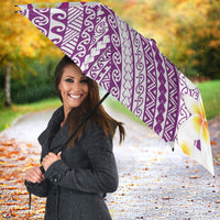 Tahiti Plumeria Tribal Pattern Umbrella Wave Style Purple