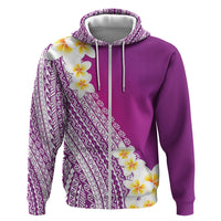 Tahiti Plumeria Tribal Pattern Zip Hoodie Wave Style Purple LT05 Zip Hoodie Purple - Polynesian Pride