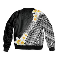 Tahiti Plumeria Tribal Pattern Bomber Jacket Wave Style Black LT05 - Polynesian Pride