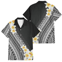 Tahiti Plumeria Tribal Pattern Family Matching Tank Maxi Dress and Hawaiian Shirt Wave Style Black LT05 Dad's Shirt - Short Sleeve Black - Polynesian Pride