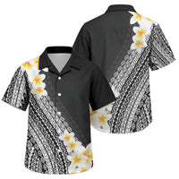 Tahiti Plumeria Tribal Pattern Family Matching Tank Maxi Dress and Hawaiian Shirt Wave Style Black LT05 Son's Shirt Black - Polynesian Pride