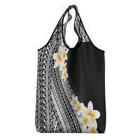 Tahiti Plumeria Tribal Pattern Grocery Bag Wave Style Black LT05 - Polynesian Pride
