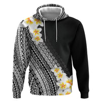 Tahiti Plumeria Tribal Pattern Hoodie Wave Style Black LT05 Pullover Hoodie Black - Polynesian Pride