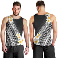 Tahiti Plumeria Tribal Pattern Men Tank Top Wave Style Black LT05 - Polynesian Pride