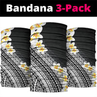 Tahiti Plumeria Tribal Pattern Neck Gaiter Wave Style Black LT05 package One Size: 25*50cm Black - Polynesian Pride
