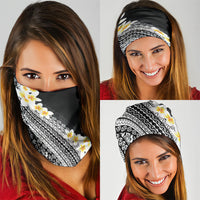 Tahiti Plumeria Tribal Pattern Neck Gaiter Wave Style Black LT05 - Polynesian Pride